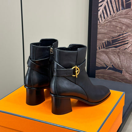 JILL 60 ANKLE BOOT IN BLACK CALFSKIN