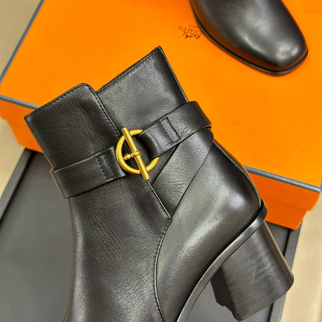 JILL 60 ANKLE BOOT IN BLACK CALFSKIN