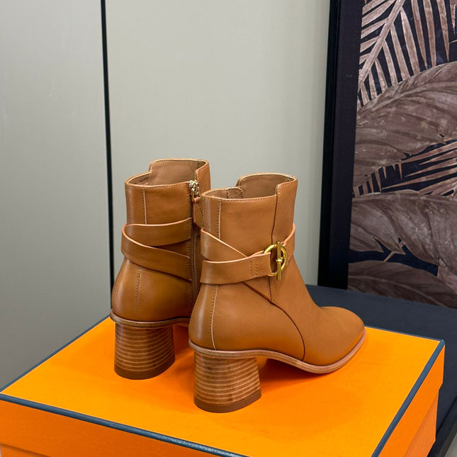 JILL 60 ANKLE BOOT IN BRONZE BROWN CALFSKIN