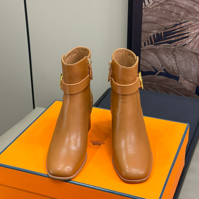 JILL 60 ANKLE BOOT IN BRONZE BROWN CALFSKIN