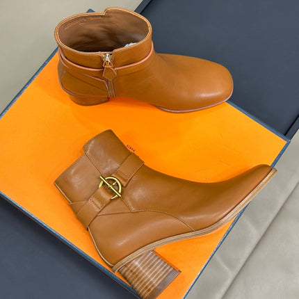 JILL 60 ANKLE BOOT IN BRONZE BROWN CALFSKIN