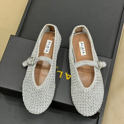 HANDWOVEN BALLET FLAT LIGHT BLUE