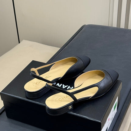 CC CLASSIC SLINGBACK BLACK BEIGE GOATSKIN BLACK GROSGRAIN