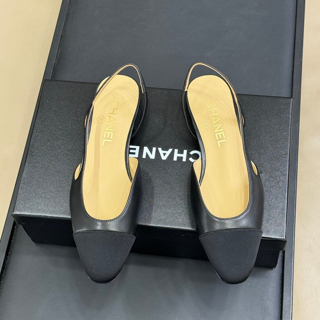 CC CLASSIC SLINGBACK BLACK BEIGE GOATSKIN BLACK GROSGRAIN