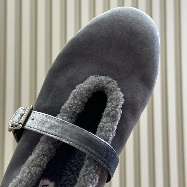 ALAIA 25S BALLET FLATS IN GREY VELVET