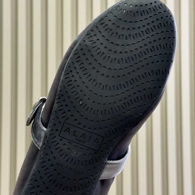 ALAIA 25S BALLET FLATS IN GREY VELVET