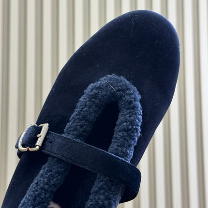 ALAIA 25S BALLET FLATS IN DARK BLUE VELVET