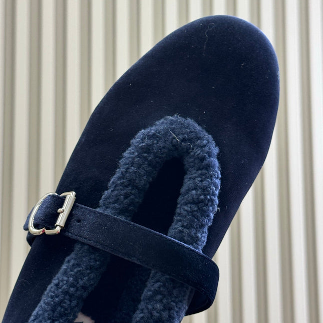 ALAIA 25S BALLET FLATS IN DARK BLUE VELVET