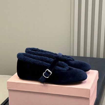 ALAIA 25S BALLET FLATS IN DARK BLUE VELVET