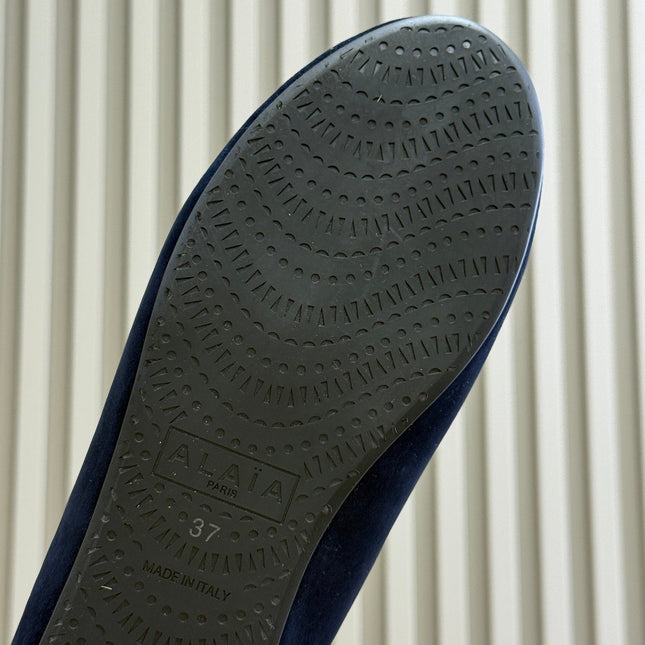 ALAIA 25S BALLET FLATS IN DARK BLUE VELVET