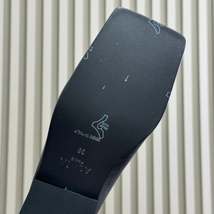 ALAIA 25S SQUARE LOAFER MULES IN BLACK GLOSSY CALFSKIN