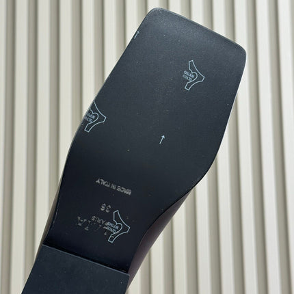 ALAIA 25S SQUARE LOAFER MULES IN BROWN GLOSSY CALFSKIN