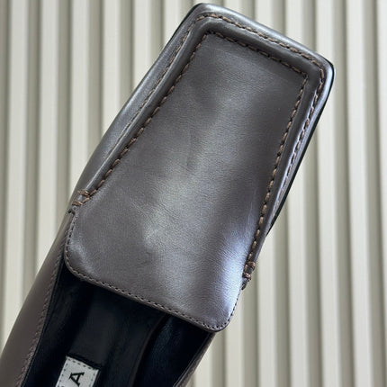 ALAIA 25S SQUARE TOE LOAFER IN BROWN CALFSKIN