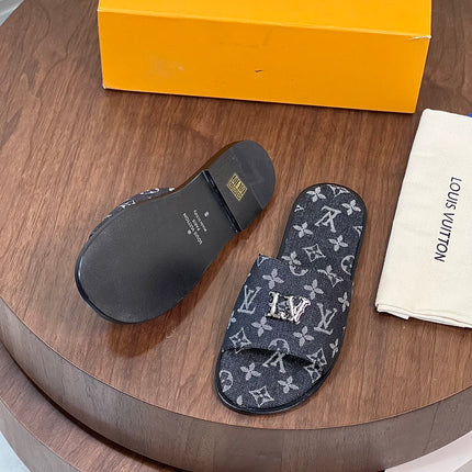 LV MULE IN BLACK MONOGRAM DENIM