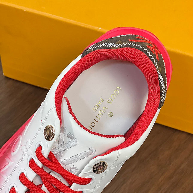 LV TIME OUT SNEAKER RED MIX WHITE CALFSKIN
