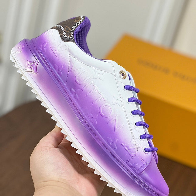 LV TIME OUT SNEAKER PURPLE MIX WHITE CALFSKIN