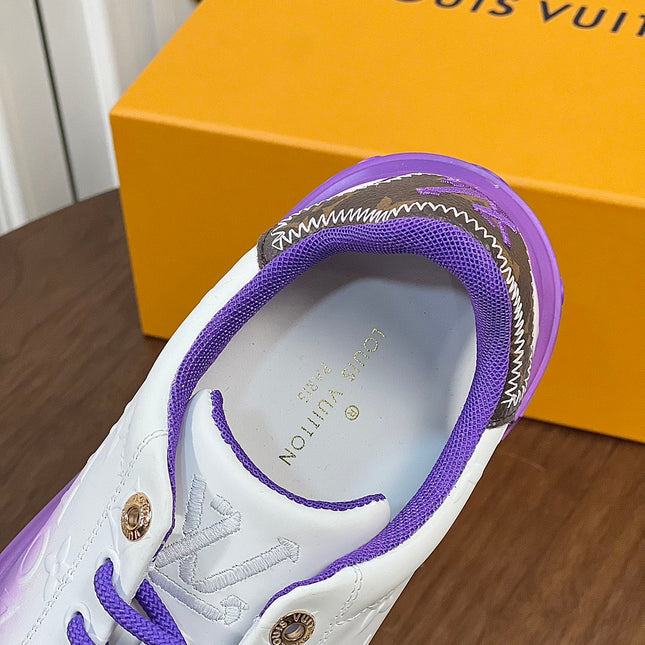 LV TIME OUT SNEAKER PURPLE MIX WHITE CALFSKIN