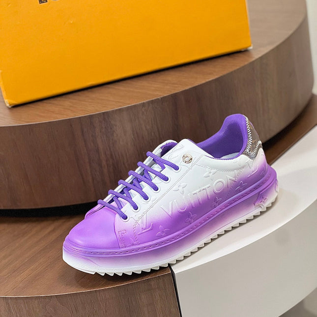 LV TIME OUT SNEAKER PURPLE MIX WHITE CALFSKIN