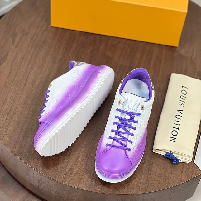 LV TIME OUT SNEAKER PURPLE MIX WHITE CALFSKIN