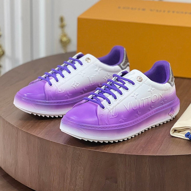 LV TIME OUT SNEAKER PURPLE MIX WHITE CALFSKIN