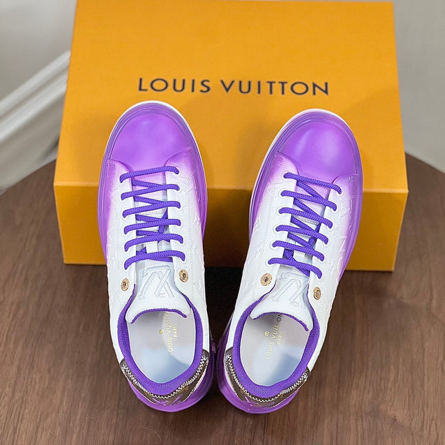 LV TIME OUT SNEAKER PURPLE MIX WHITE CALFSKIN