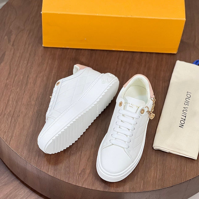 LV TIME OUT SNEAKER WHITE CALFSKIN WITH SIGNATURE CHARMS
