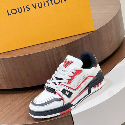 LV TRAINER WHITE MIX BLACK AND RED MONOGRAM CALFSKIN
