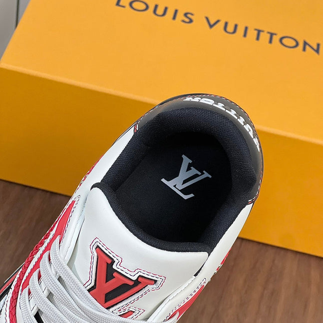 LV TRAINER WHITE MIX BLACK AND RED MONOGRAM CALFSKIN