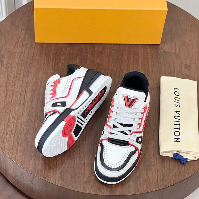 LV TRAINER WHITE MIX BLACK AND RED MONOGRAM CALFSKIN