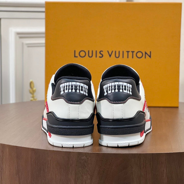 LV TRAINER WHITE MIX BLACK AND RED MONOGRAM CALFSKIN