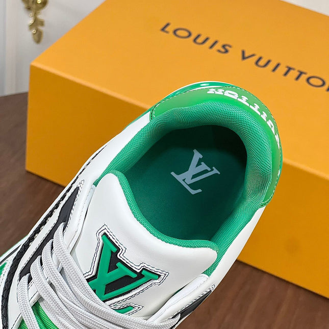 LV TRAINER WHITE MIX GREEN MONOGRAM CALFSKIN