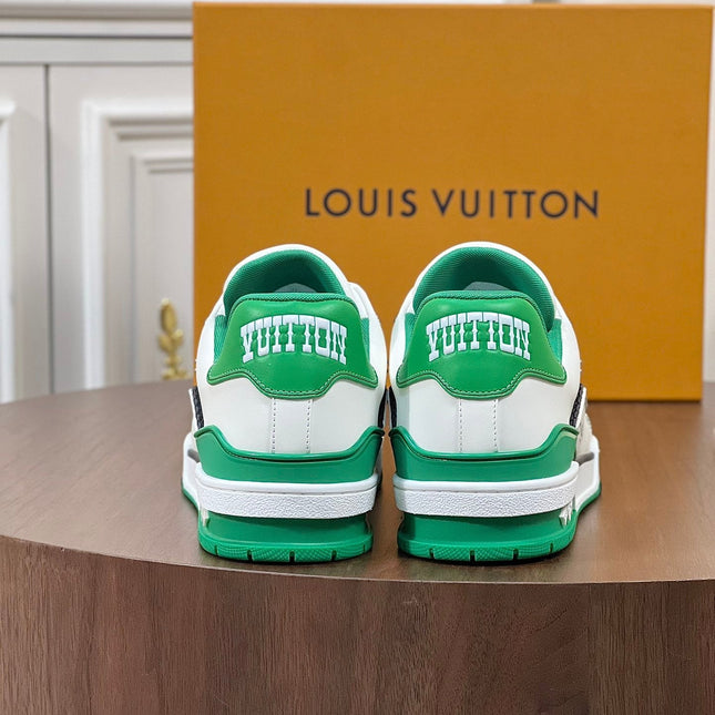 LV TRAINER WHITE MIX GREEN MONOGRAM CALFSKIN