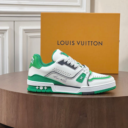 LV TRAINER WHITE MIX GREEN MONOGRAM CALFSKIN