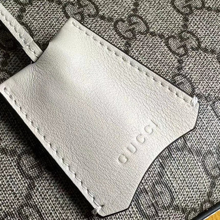 GG PADLOCK 32 SHOULDER BAG BEIGE CANVAS AND WHITE CALFSKIN