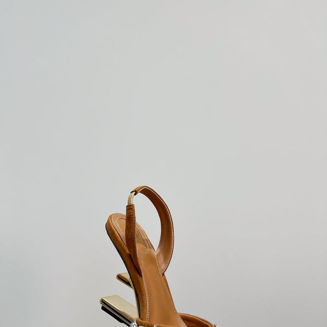 FENDI CRYSTAL HIGH-HEELED SLINGBACK 7 CM IN BRONZE BROWN SUEDE