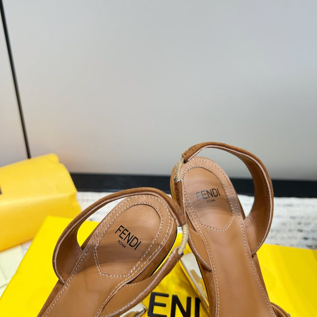 FENDI CRYSTAL HIGH-HEELED SLINGBACK 7 CM IN BRONZE BROWN SUEDE
