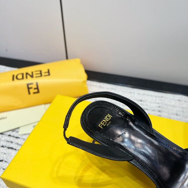 FENDI CRYSTAL HIGH-HEELED SLINGBACK 7 CM IN BLACK  SUEDE
