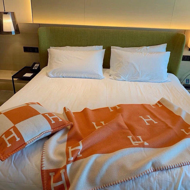 TIGRE BAYADERE BLANAVALON III THROW BLANKET IN SPANISH ORANGE CASHMERE 407145