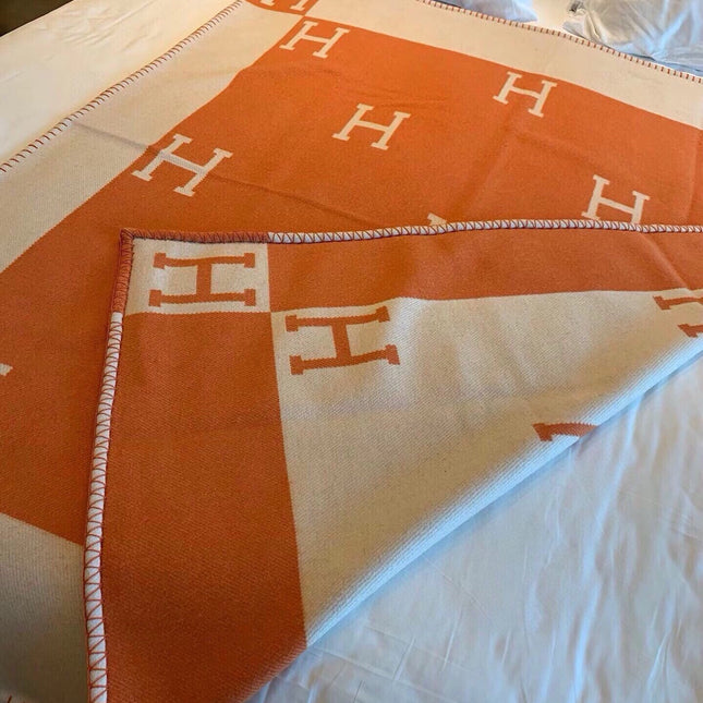 TIGRE BAYADERE BLANAVALON III THROW BLANKET IN SPANISH ORANGE CASHMERE 407145