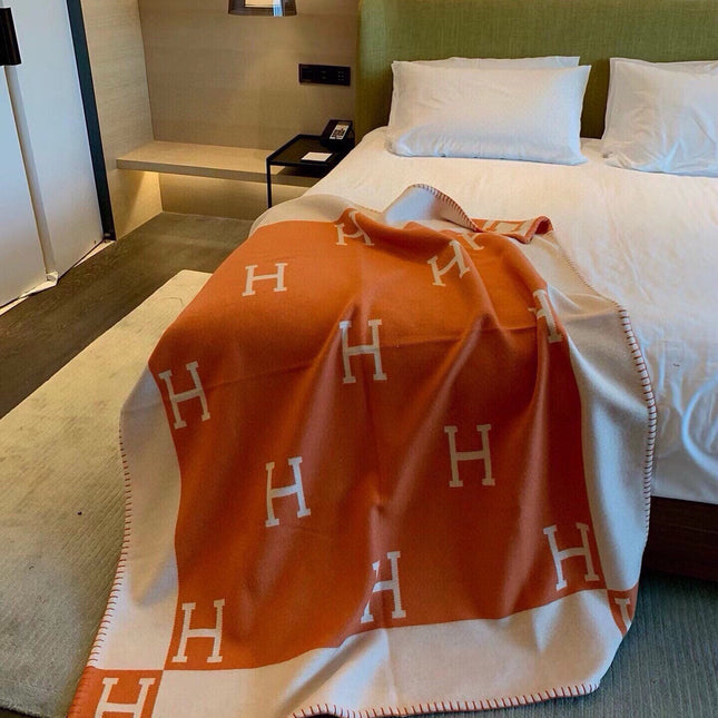 TIGRE BAYADERE BLANAVALON III THROW BLANKET IN SPANISH ORANGE CASHMERE 407145
