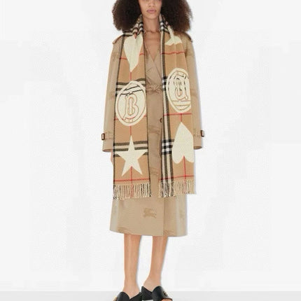 SCARF 205 CM IN CAMEL BEIGE MIX WHITE WOOL AND CASHMERE 408559