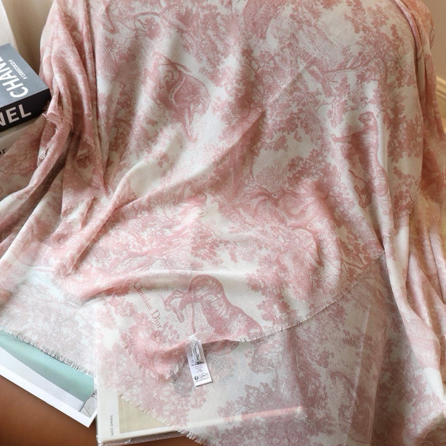 SCARF 180 CM IN LIGHT PINK SILK AND CASHMERE 418264