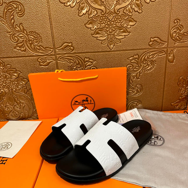 HM IZMIR SLIPPER BLACK AND WHITE CALFSKIN