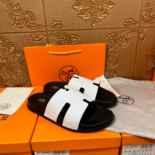 HM IZMIR SLIPPER BLACK AND WHITE CALFSKIN