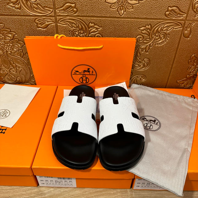 HM IZMIR SLIPPER BLACK AND WHITE CALFSKIN