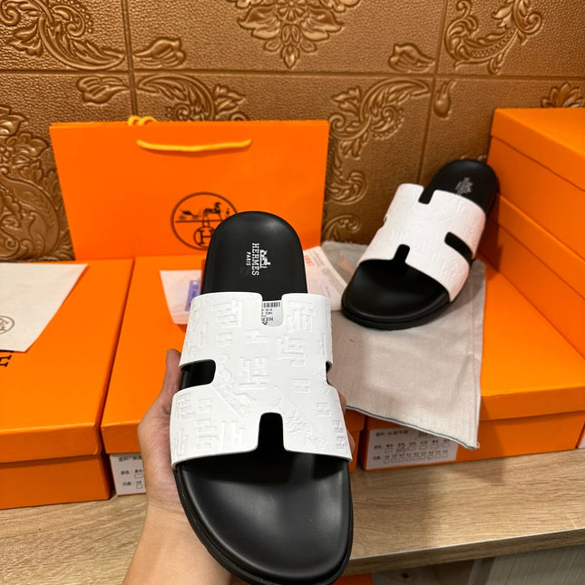 HM IZMIR SLIPPER BLACK AND WHITE CALFSKIN