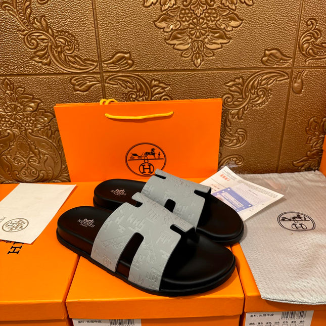 HM IZMIR SLIPPER LIGHT GRAY CALFSKIN