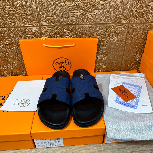 HM IZMIR SLIPPER NAVY CALFSKIN