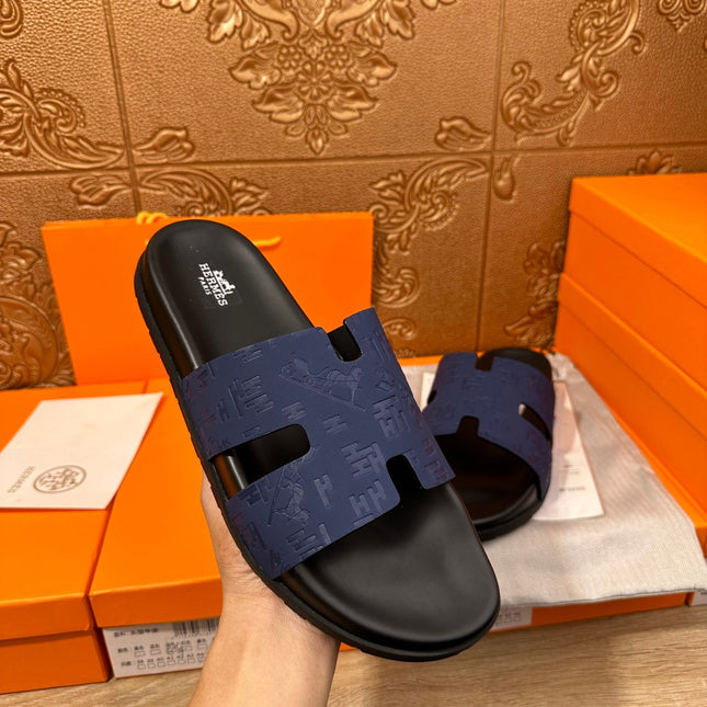 HM IZMIR SLIPPER NAVY CALFSKIN