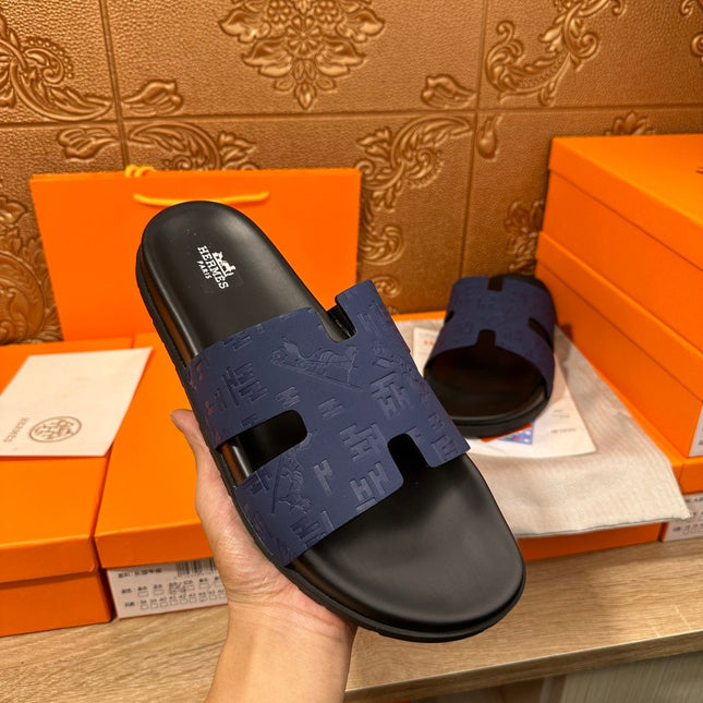 HM IZMIR SLIPPER NAVY CALFSKIN